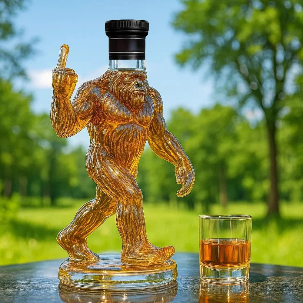Cadeau spiritueux unique: carafe à whisky Bigfoot originale. Parfaite pour décorer un bar domestique avec style.