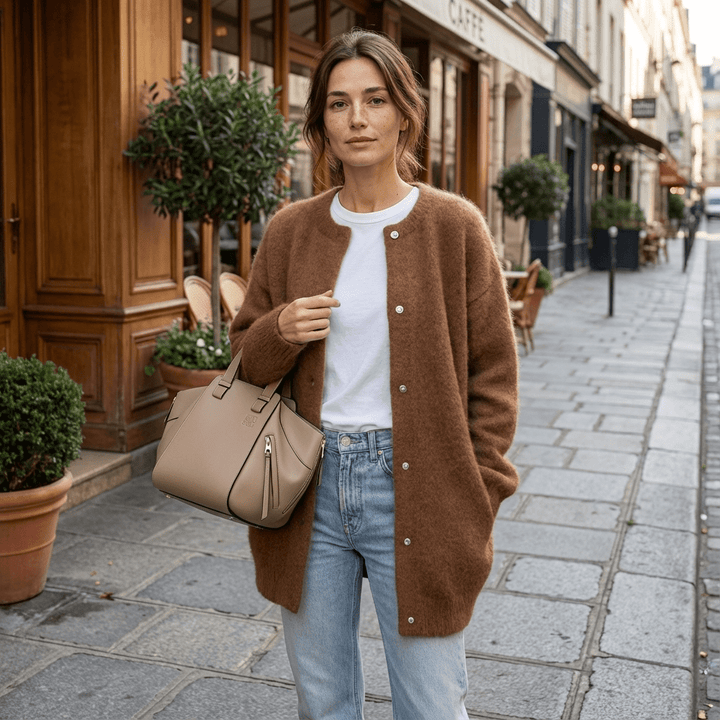 Cardigan confortable et doux pour femmes, boutons, manches longues, style décontracté pour automne-hiver.