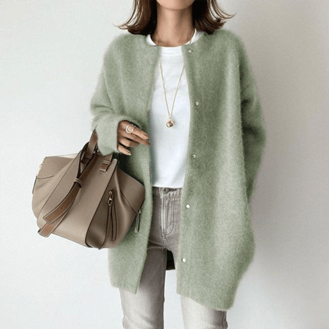 Cardigan chaud et confortable pour femmes, boutons, manches longues, idéal mode automne-hiver polyvalente.