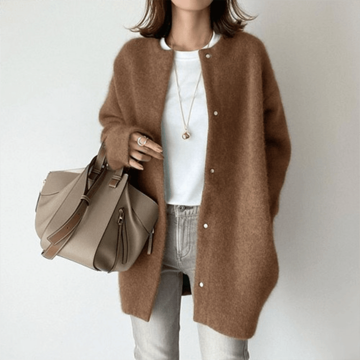 Cardigan à boutons pour femmes, manches longues, confortable et élégant, mode automne-hiver décontractée.