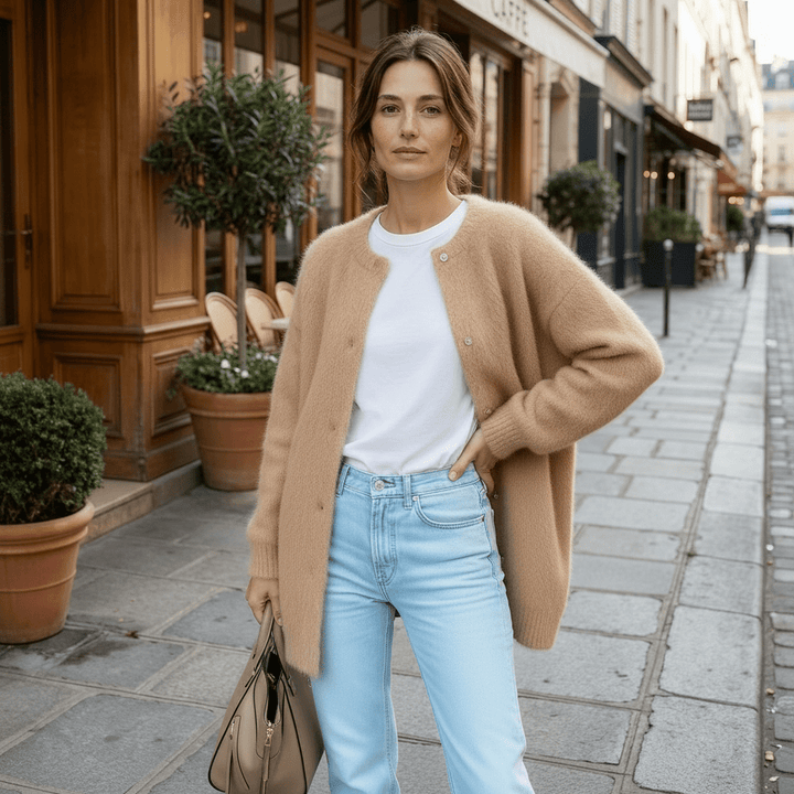 Cardigan élégant à boutons pour femmes, mode automne-hiver décontractée et confortable, manches longues.