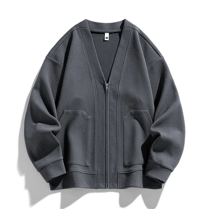 Cardigan homme zippé, look décontracté chic, avec poches, idéal pour un confort optimal en hiver.