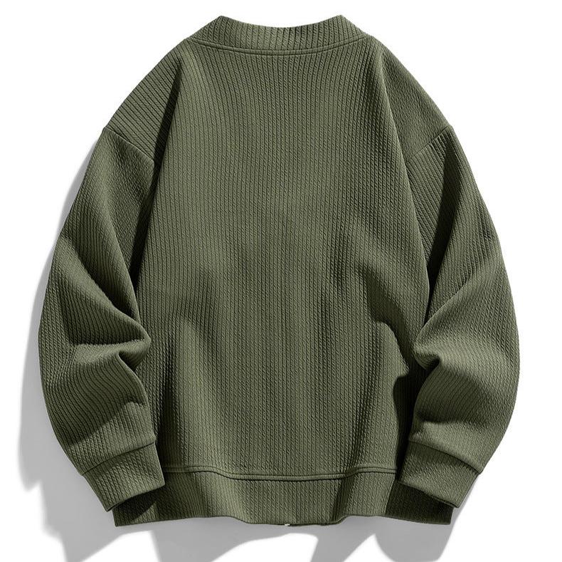 Cardigan texturé élégant pour homme, coupe moderne, parfait pour superposer en automne-hiver.