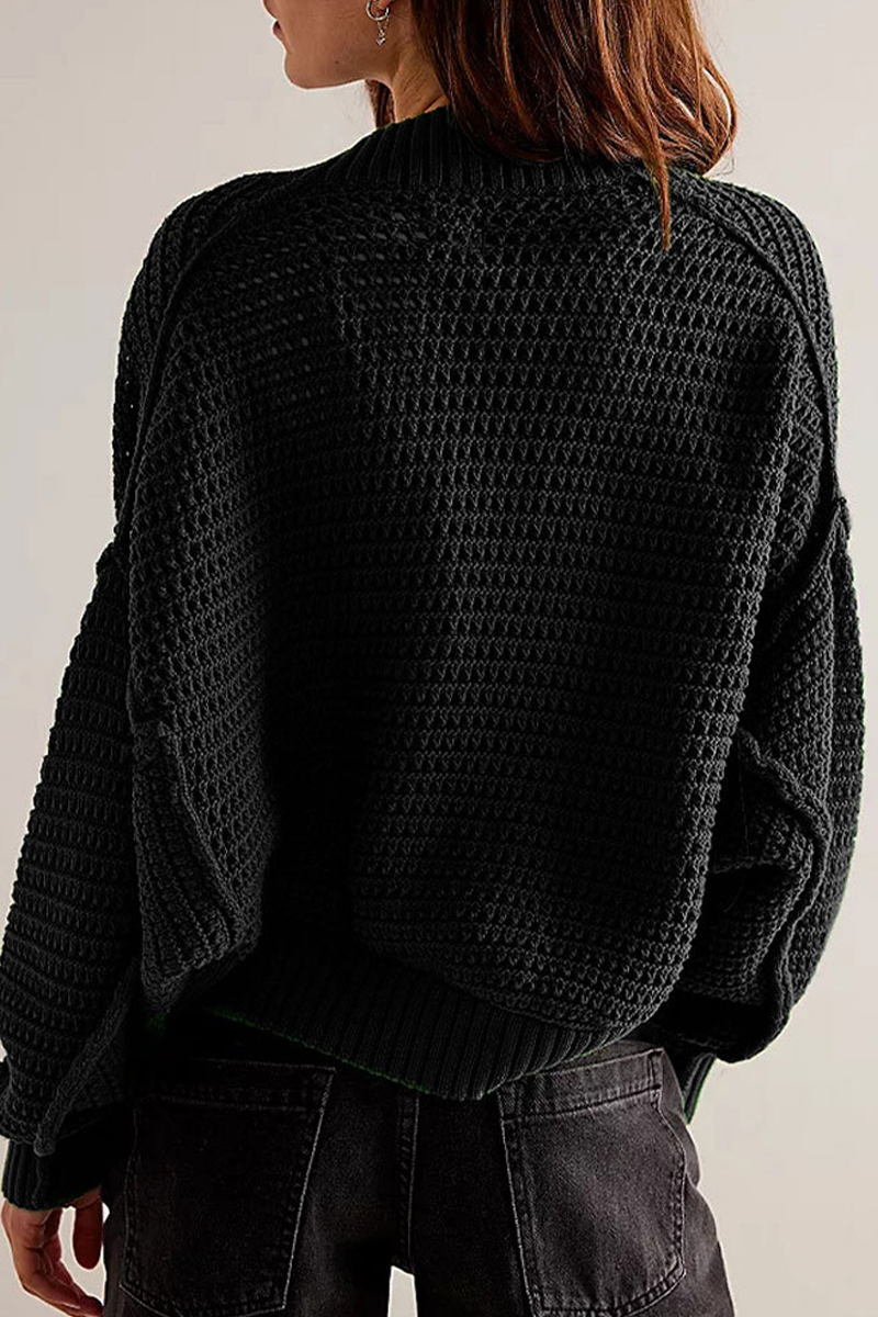 Cardigan femme Solveig léger à motif ajouré, manches amples. Tendance pour la mode printemps.