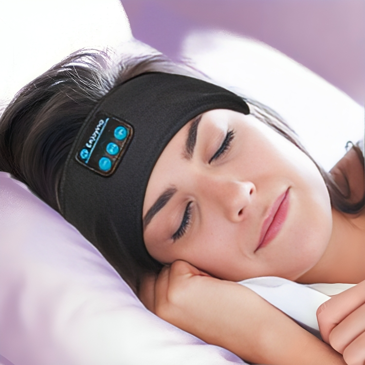 Masque de sommeil sans fil Bluetooth, bloque la lumière et le bruit, pour un repos optimal en voyage.