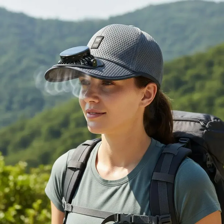 Chapeau anti-UV unisexe avec ventilateur USB. Un accessoire indispensable pour la fraîcheur en été et en extérieur.