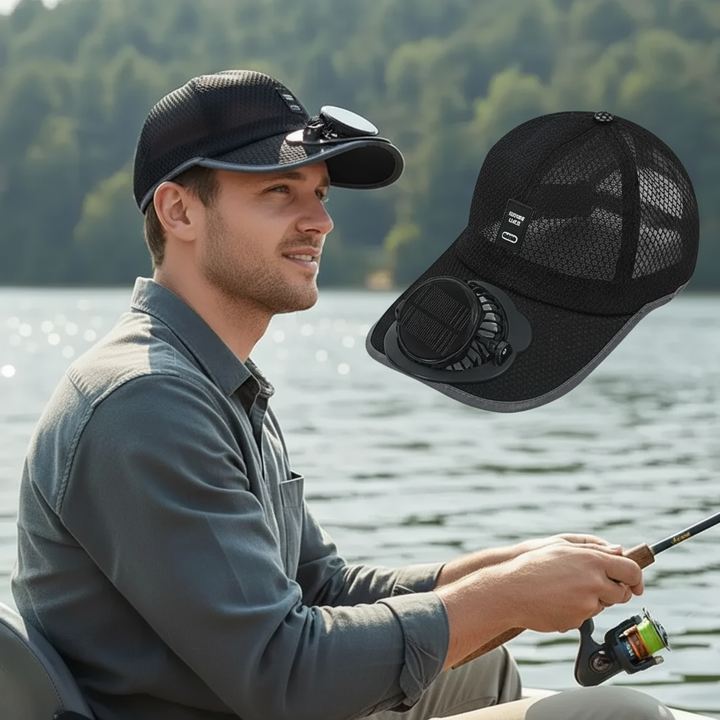 Chapeau d'été unisexe avec ventilateur. Confort et fraîcheur pour vos sorties en plein air. Protection solaire.