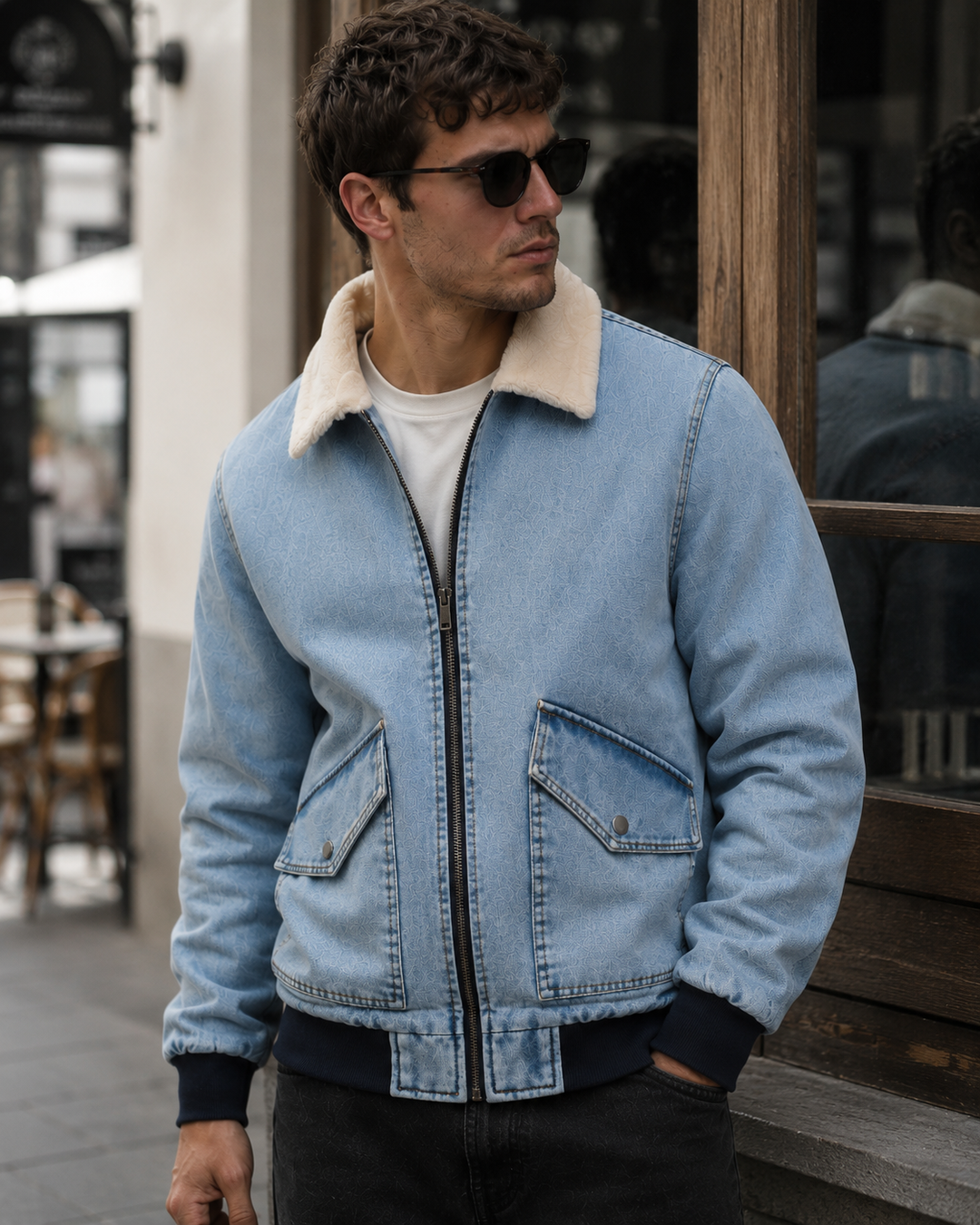Veste bomber homme décontractée, coupe moderne, idéale pour la mode masculine et les tenues urbaines.