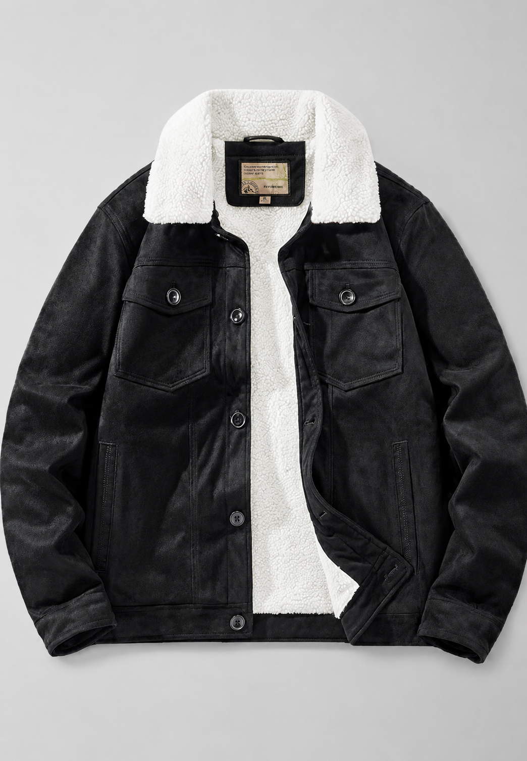 Veste homme chaude et élégante, style soigné pour l'hiver. Disponible en noir.