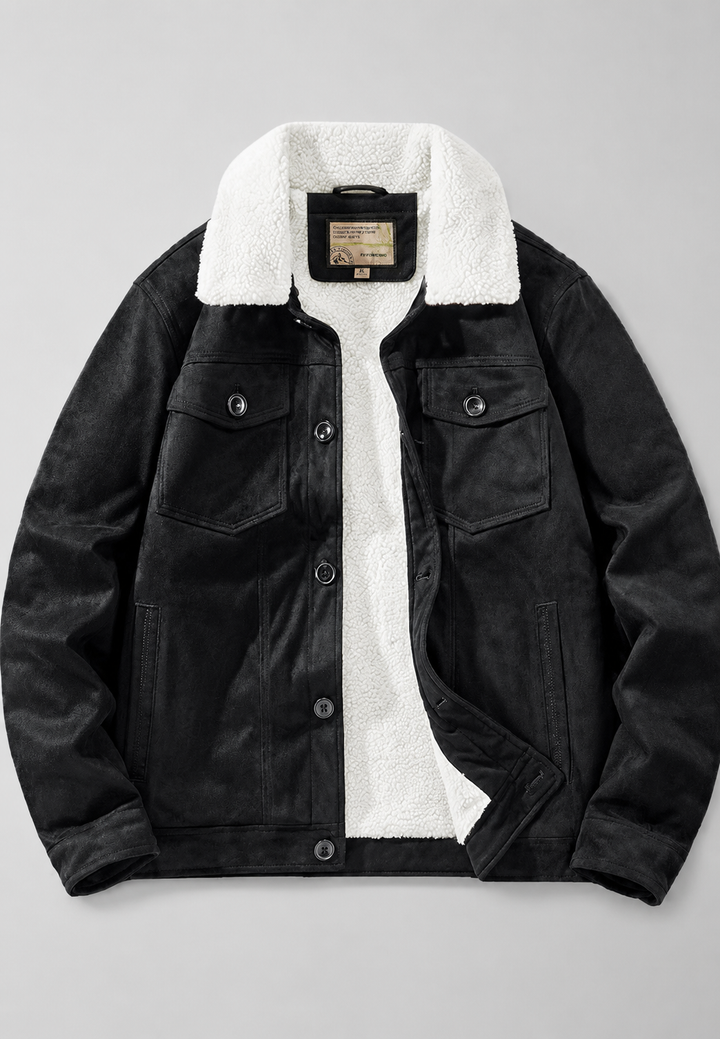 Veste homme chaude et élégante, style soigné pour l'hiver. Disponible en noir.