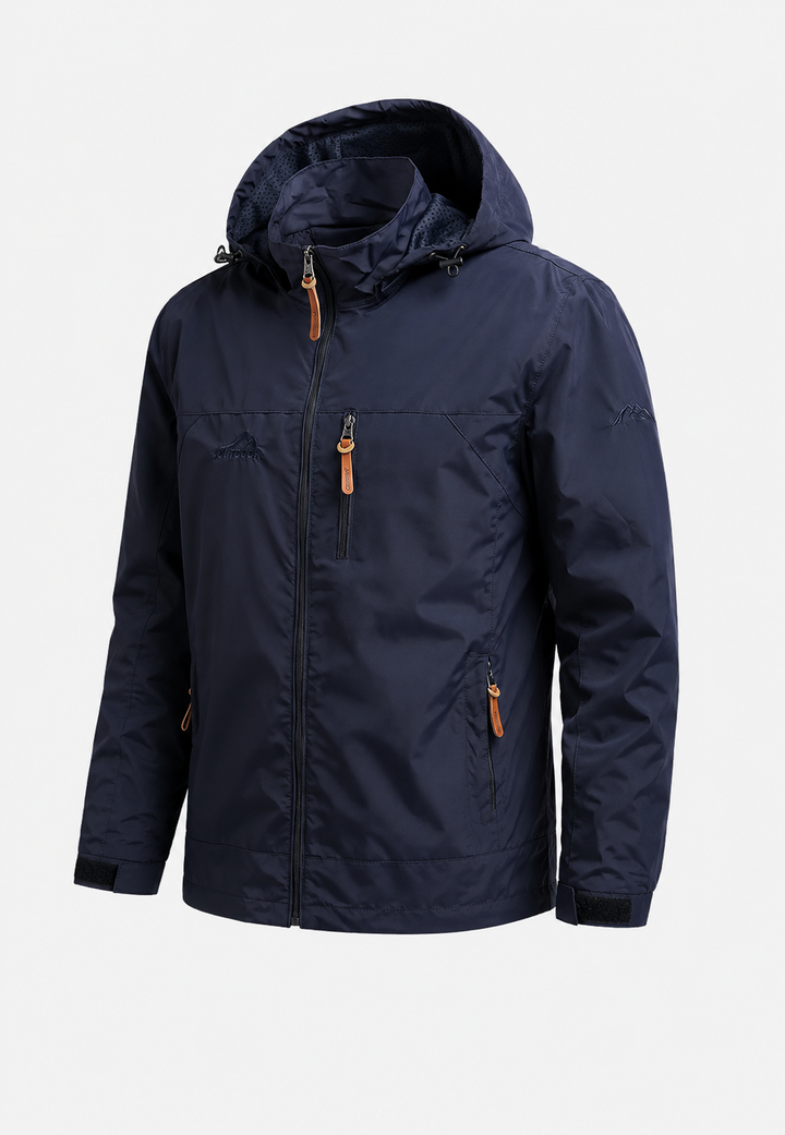 Veste imperméable pour homme, coupe-vent avec capuche, idéale pour le sport et les saisons intermédiaires.