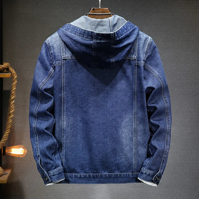 Style urbain: veste à capuche délavée pour homme, coupe décontractée et confortable.