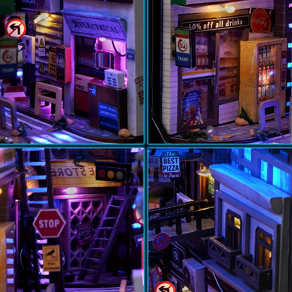 Ambiance cyberpunk unique avec ce kit DIY. Modèle 3D éclairé par LED, décoration futuriste originale.