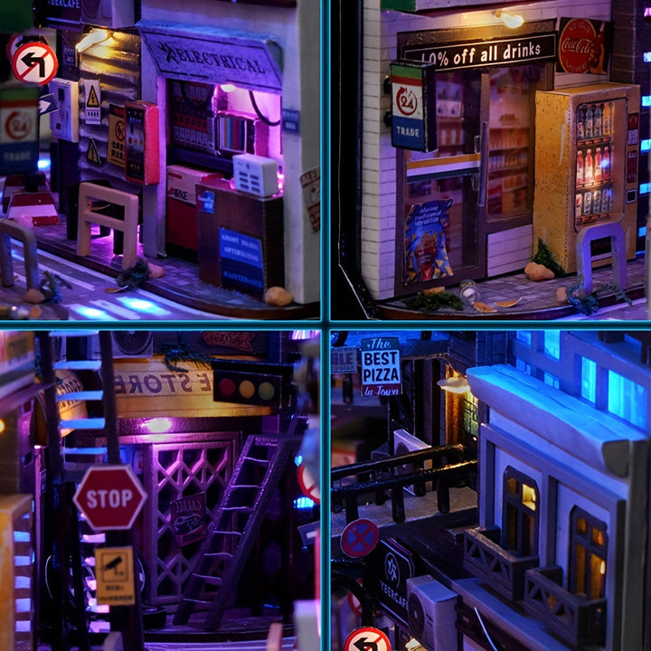 Ambiance cyberpunk unique avec ce kit DIY. Modèle 3D éclairé par LED, décoration futuriste originale.