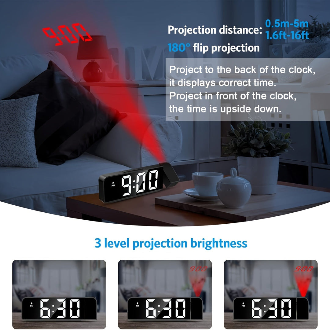 Gadget USB : Réveil projecteur LED numérique, température, date. Moderne et pratique au bureau.
