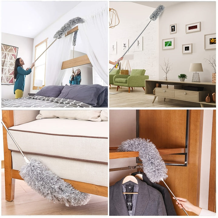 Plumeau télescopique microfibre LuxeDust pour nettoyage facile des hauteurs et attraper la poussière.