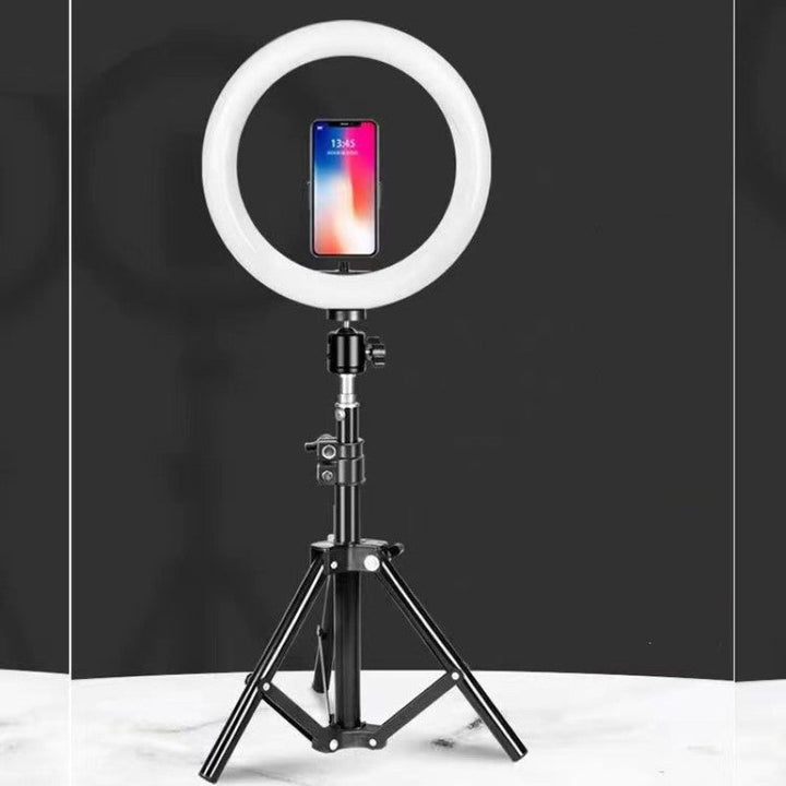 Anneau lumineux LED 26 cm compact avec trépied ajustable 55 cm pour photographie et vidéo portable.