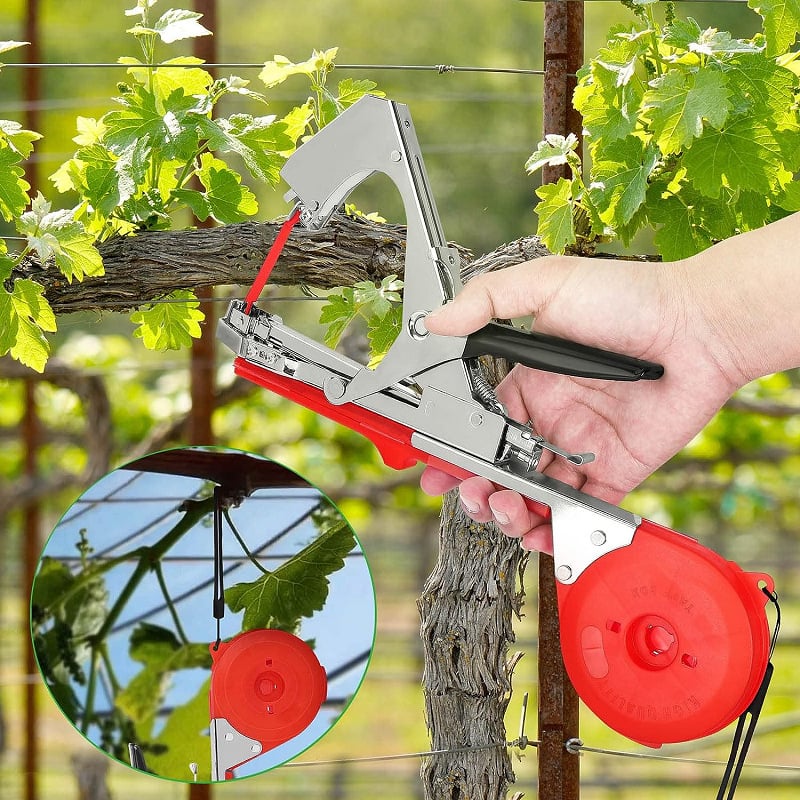 Pistolet attache-plantes automatique StemTie pour ligaturage rapide et facile des tiges aux supports. Idéal jardinage.