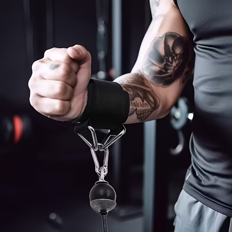 Sangles de poignet ajustables antidérapantes noires pour musculation, offrant support et prise accrus.