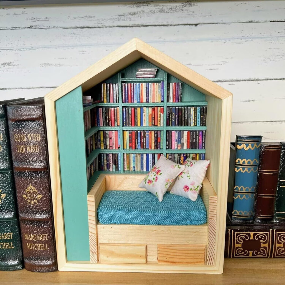 Figurine artisanale SerenityNook pour coin lecture, décor zen en bois, idée cadeau unique pour détente.