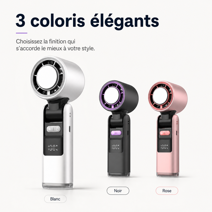 Ventilateur d'été pliable, léger et efficace, pour rafraîchir n'importe quel espace. Recharge USB incluse.