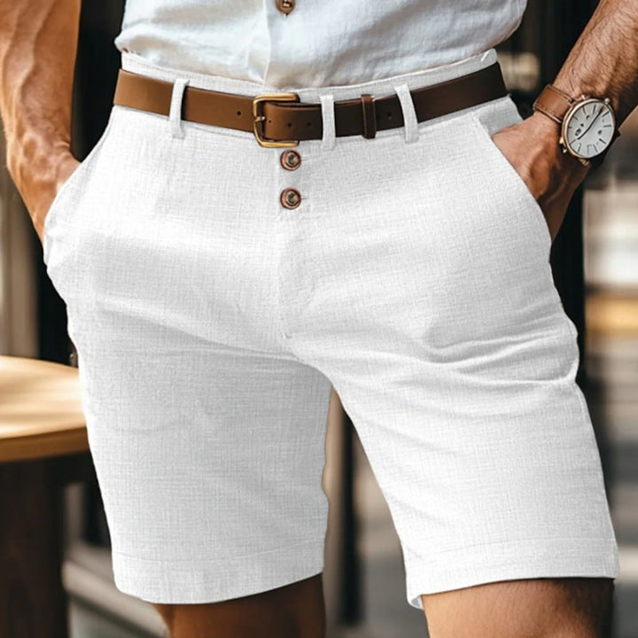 Short homme en lin et coton respirant, léger et confortable, idéal pour les vacances d'été et la plage.