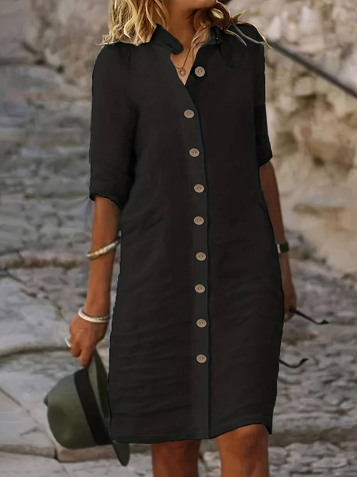 Robe midi confortable et décontractée pour femme. Idéale pour une tenue polyvalente printemps-été, mode chic.