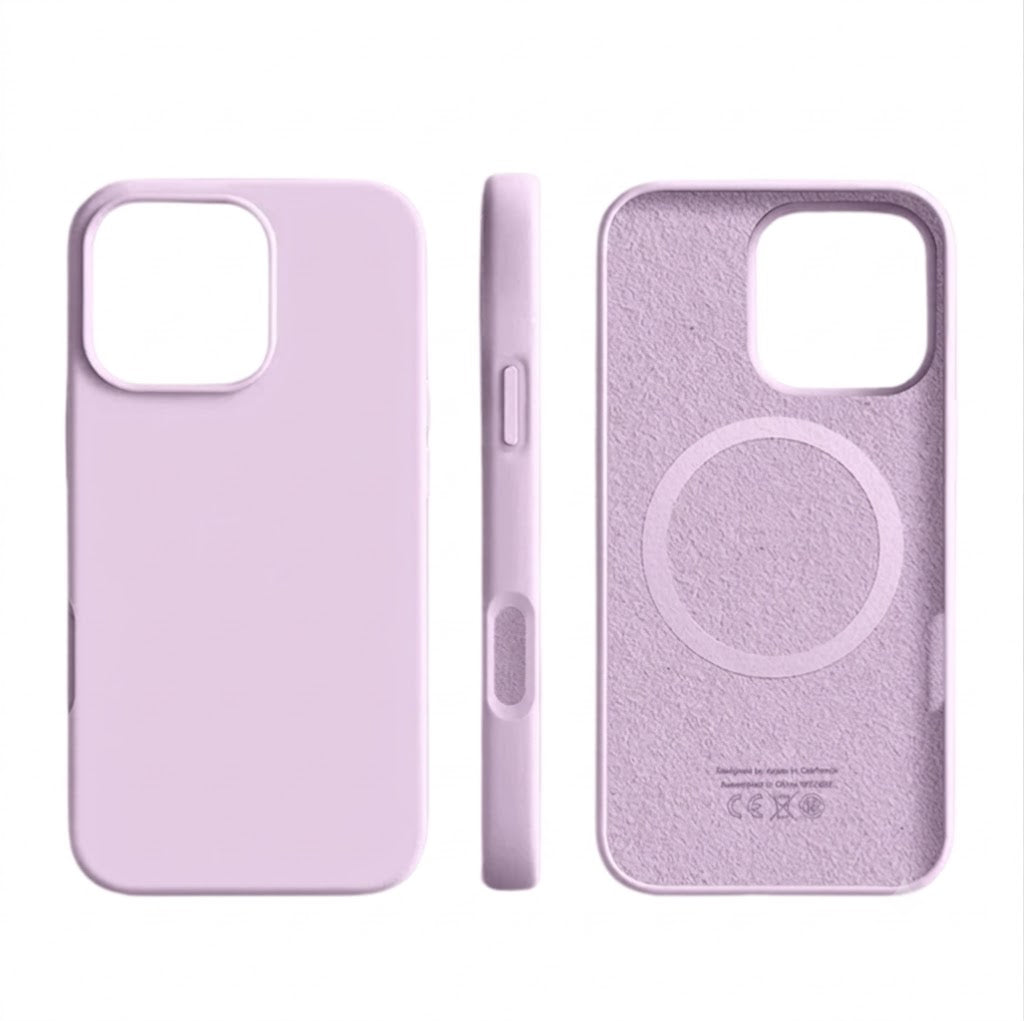 Coque iPhone 16 MagSafe silicone grise, protection optimale, compatible chargeur sans fil.