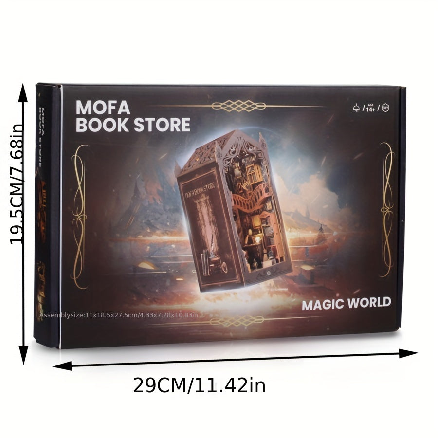 Maison de Livres Magique, un puzzle 3D en bois pour créer un monde miniature. Idéal pour le modélisme.