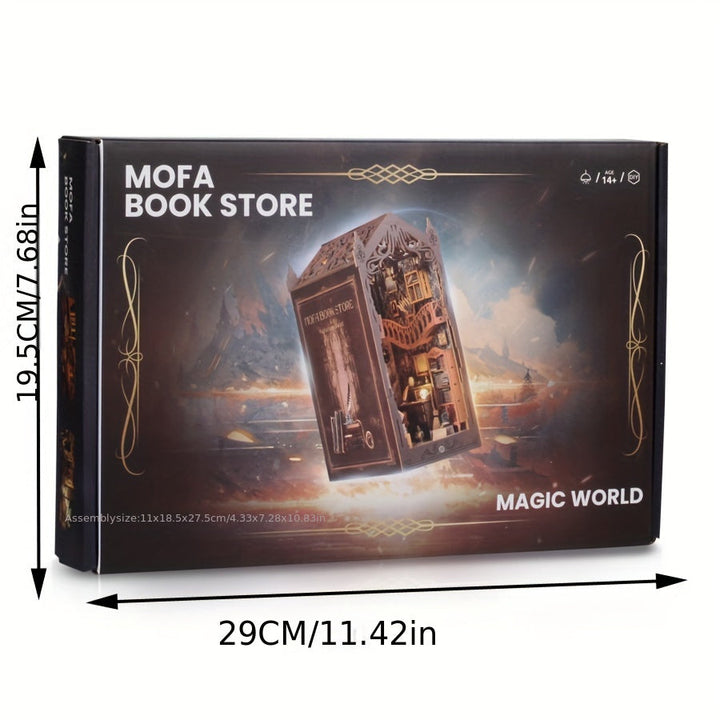 Maison de Livres Magique, un puzzle 3D en bois pour créer un monde miniature. Idéal pour le modélisme.