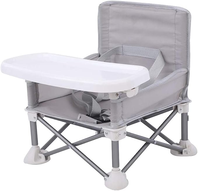 Chaise camping enfant sécurisée avec tablette repas pliable. Parfaite pour les activités et repas en extérieur.