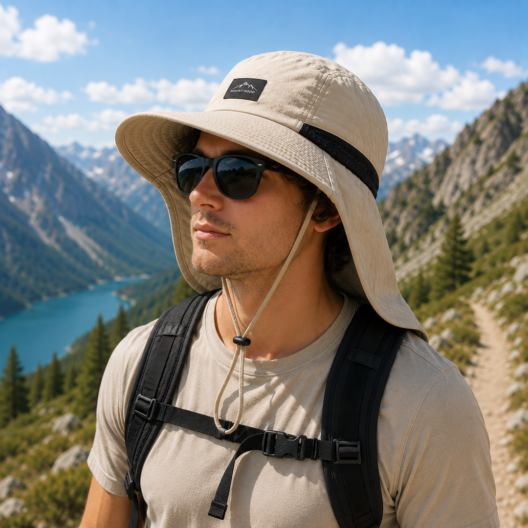 Chapeau de soleil d'été unisexe, anti-UV UPF 50+, avec protège-nuque pour la randonnée et le plein air.