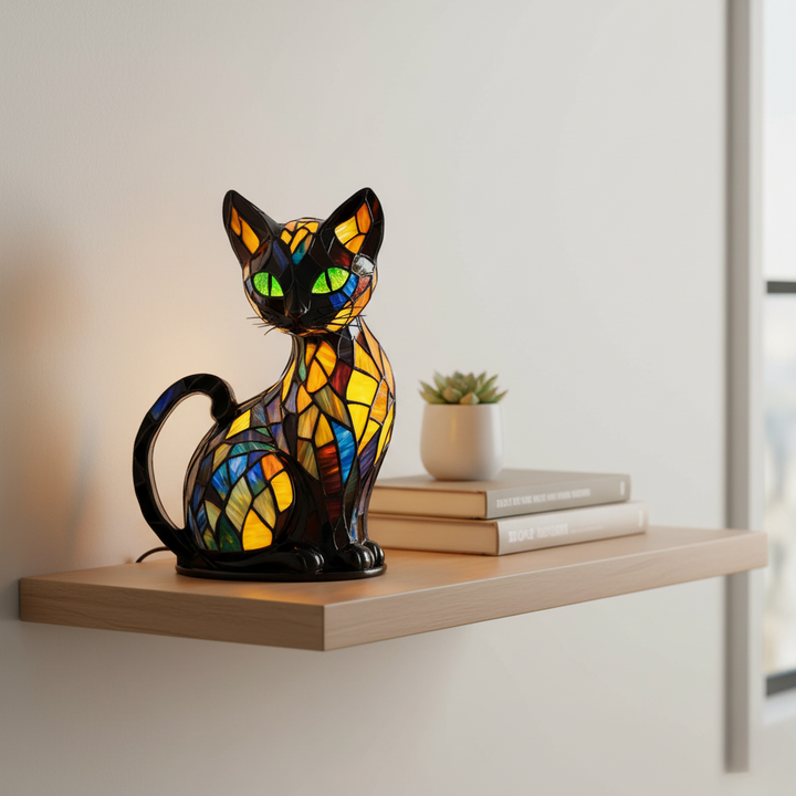 Élégante figurine chat lumineuse, objet de décoration en résine qui ajoute une touche d'ambiance moderne à votre intérieur.