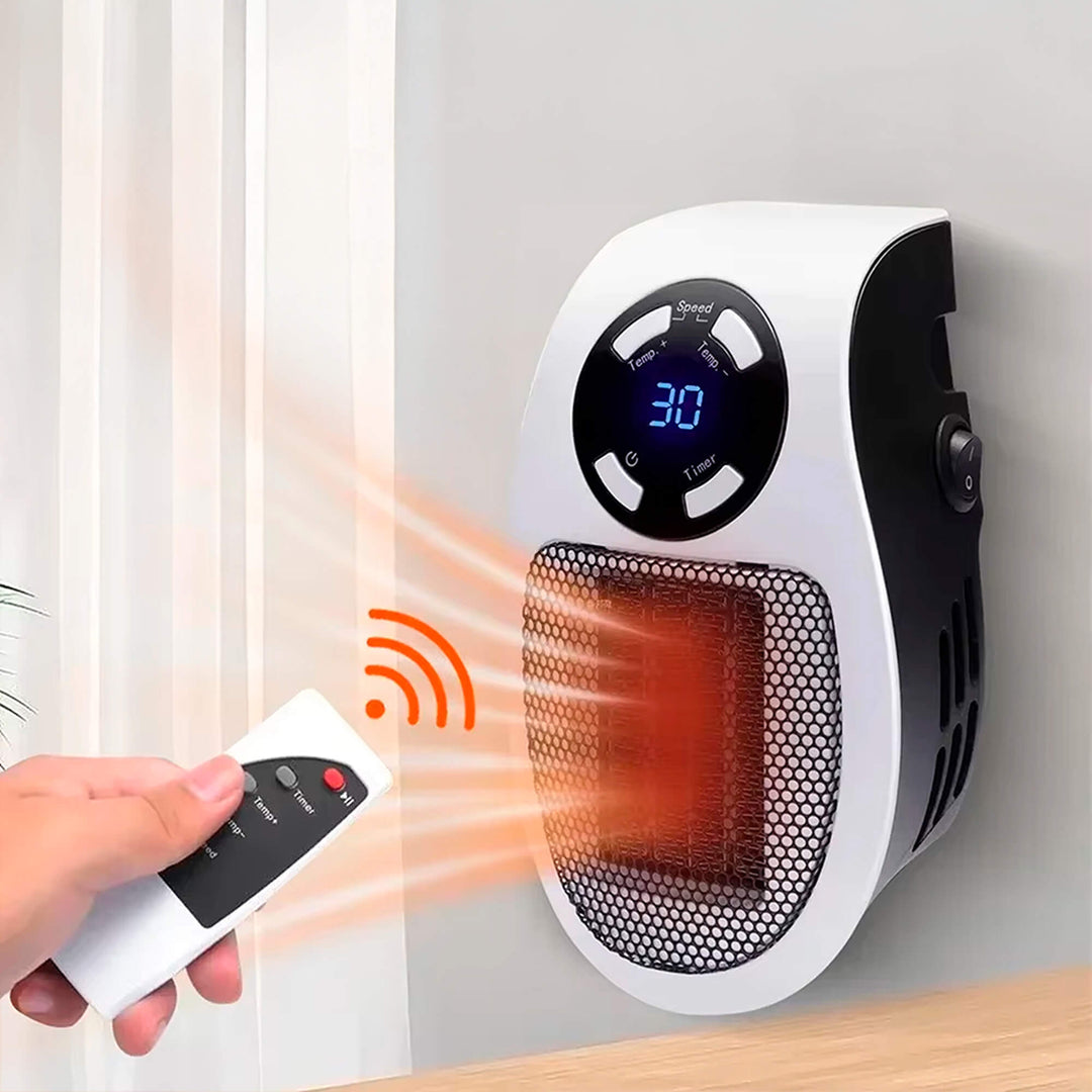 Chauffage d'appoint électrique compact 500W, idéal bureau/chambre, chaleur rapide, thermostat réglable.