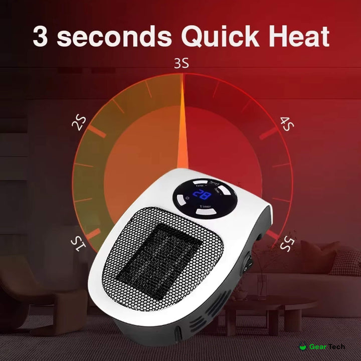 Chauffage électrique 500W, compact et portable, pour une chaleur d'appoint rapide et économique en hiver.