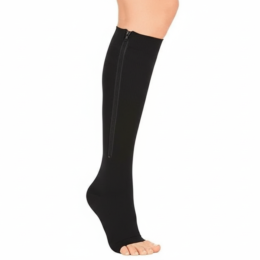 Chaussettes de compression unisexe à zip pour soulager les jambes lourdes et améliorer la circulation sanguine.