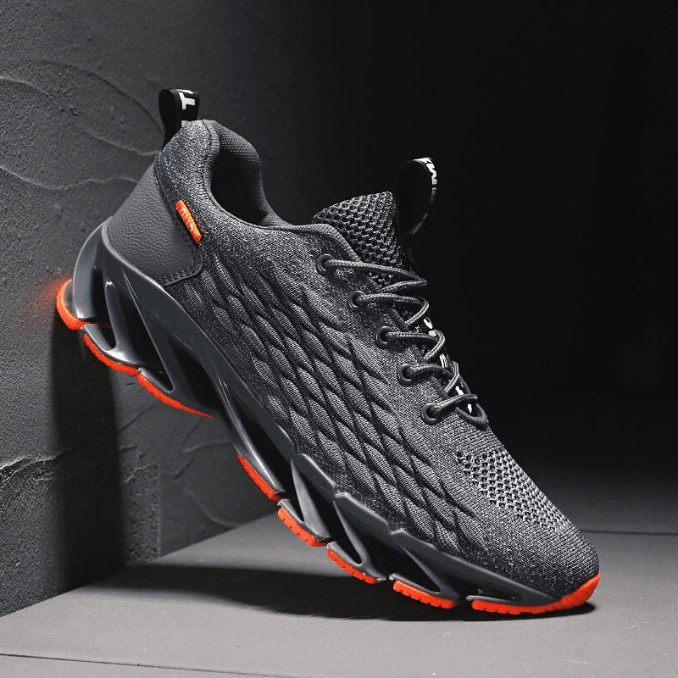 Chaussures de running homme gris/noir, amorti optimal pour la course et le jogging. Confort et performance athlétique.