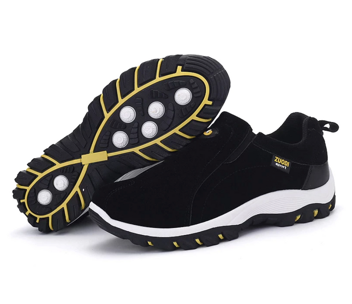 Chaussures de trail homme respirantes avec amorti et stabilité, parfaites pour la randonnée et le sport.