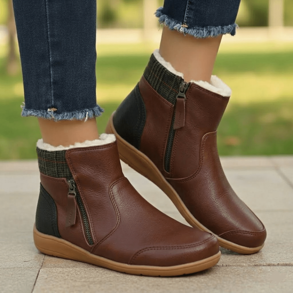 Bottines femme élégantes, imperméables. Confort orthopédique et semelle antidérapante, parfaites pour l'hiver et l'automne.