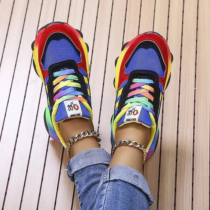 Chaussures sport décontractées femme, semelle épaisse pour un confort maximal et un soutien orthopédique durable.