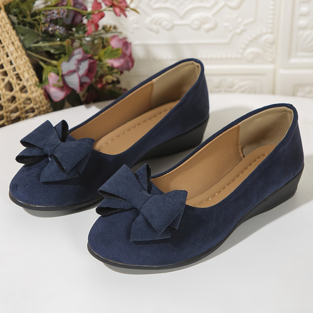 Ballerines marron, confort orthopédique, nœud fantaisie, petit talon, légères pour femme.