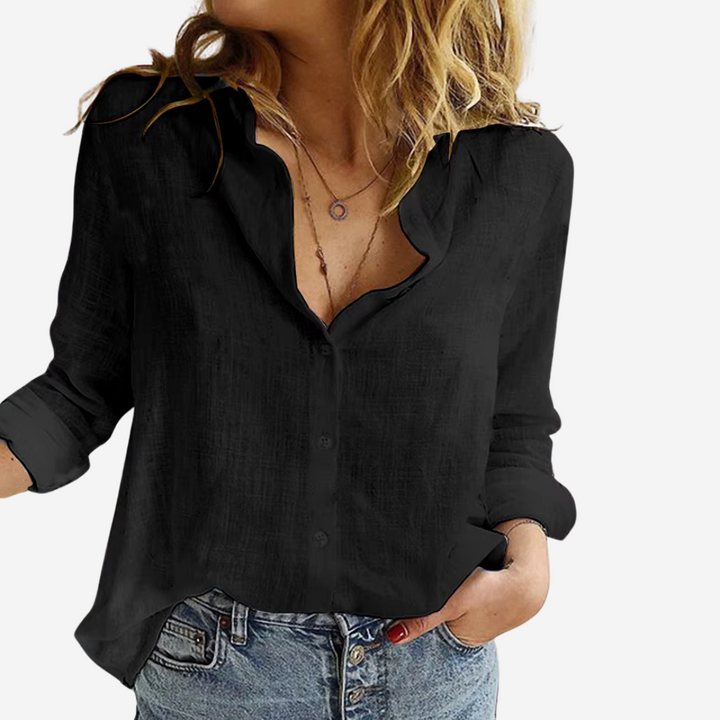 Tenue décontractée: Chemisier femme fluide, coupe ample et élégante, parfait pour le bureau ou les loisirs.