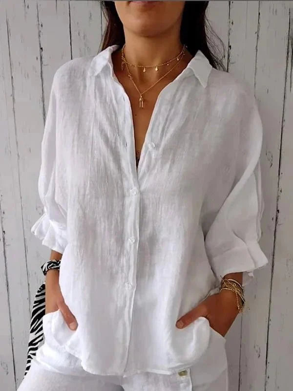 Haut femme : chemise fluide ample et décontractée, confort et style assurés.