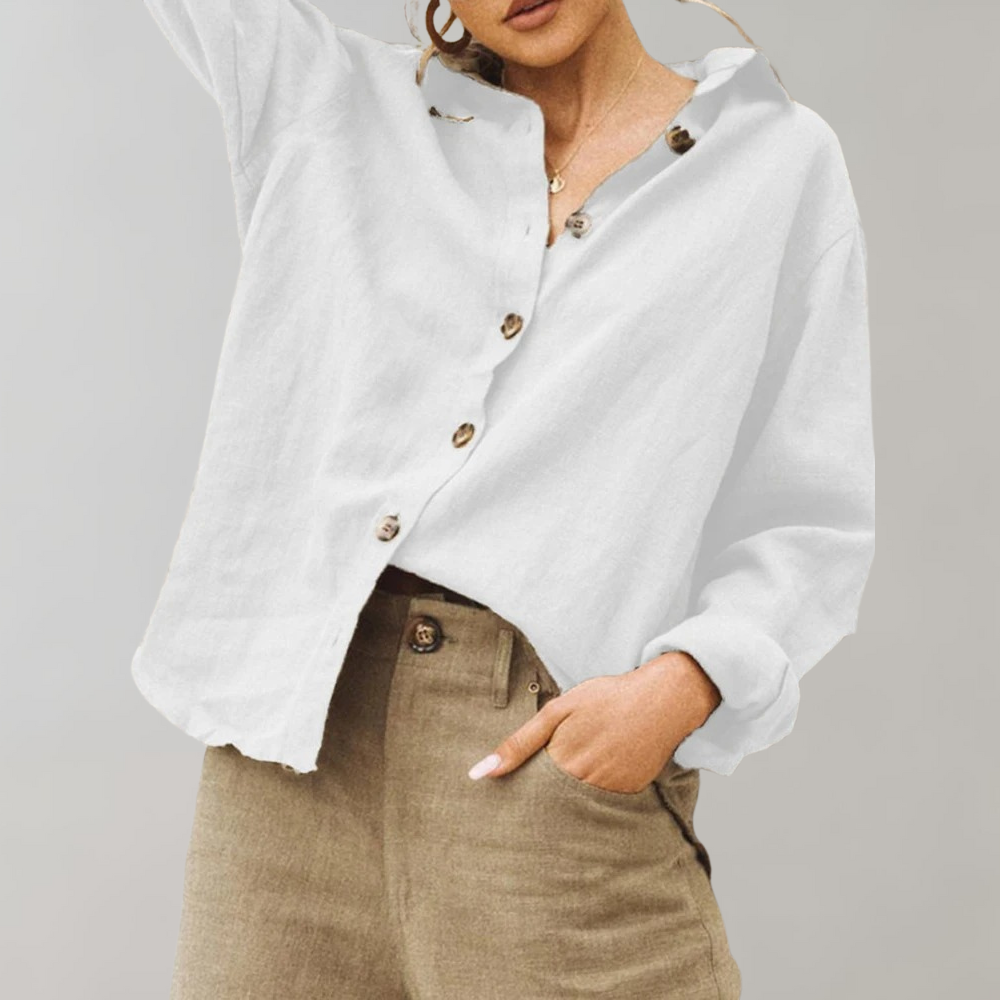 Mode femme: chemise décontractée aérée pour un style fluide et confortable. Parfaite comme blouse polyvalente au printemps.