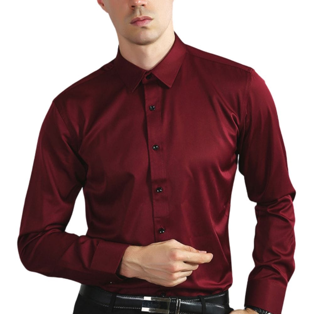 Chemise homme polyvalente et élégante, manches longues, coupe classique, pour un look chic au bureau ou cérémonie formelle.