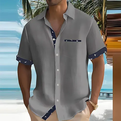 Chemise élégante à manches courtes pour homme, parfaite pour un look casual chic et confortable en mode masculine.