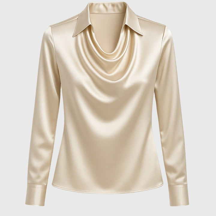 Chemisier femme chic à manches longues, pour un style habillé ou décontracté élégant, adapté au printemps-automne.