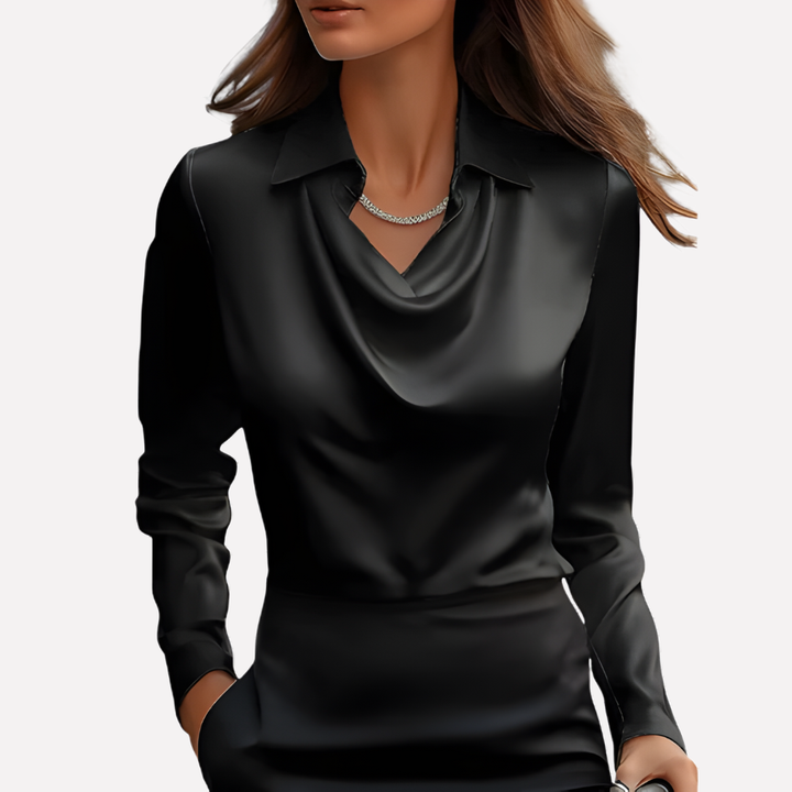 Chemisier fluide et élégant pour femme, parfait pour le bureau ou une soirée chic.