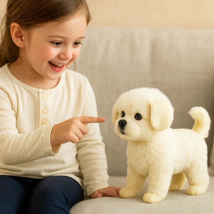 Un chiot robot compagnon doux comme une peluche, mais avec l'interactivité d'un jouet robotique moderne.
