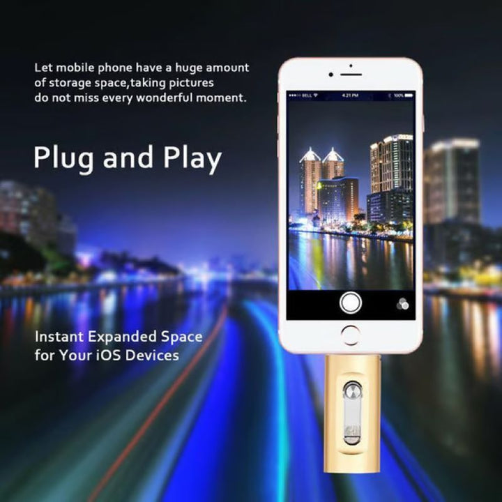 Clé USB métallique portable pour transfert de données entre ordinateur, smartphone. Accès OTG rapide, grande capacité.